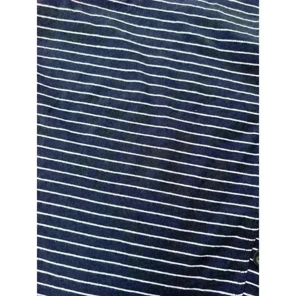 Mod Ref Oversized Button Down Top Blouse Sz Small Navy Blue White Striped V-Neck - Picture 4 of 9